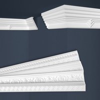 Marbet Design - Stuckleisten weiß gemustert, eps Styropor formfest, Marbet Deckenleisten Serie-B: B-38 / 70x136mm, 30 Meter / 15 Leisten von MARBET DESIGN