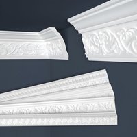 Marbet Design - Stuckleisten weiß gemustert, eps Styropor formfest, Marbet Deckenleisten Serie-B: B-43 / 87x135mm, 20 Meter / 10 Leisten von MARBET DESIGN