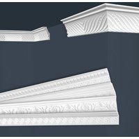 Marbet Design - Stuckleisten weiß gemustert, eps Styropor formfest, Marbet Deckenleisten Serie-B: B-47 / 40x71mm, 30 Meter / 15 Leisten von MARBET DESIGN
