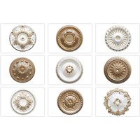 Marbet Design Stuckrosette aus EPS Styropor, gold - Deckenrosette Stuck Wanddeko Wohnzimmer: R-17 - Ø 28cm, gold von MARBET DESIGN