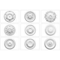 Stuckrosette aus eps Styropor, silber - Deckenrosette Stuck Wanddeko Wohnzimmer: R-02 - ø 40cm - Marbet Design von MARBET DESIGN