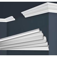 MARBET DESIGN Stuckleisten XPS Styropor weiß 2 Meter Deckenleisten Wandleisten E-Leisten Modelle: 40 Meter / 20 Leisten, E-40 / 45x45mm von MARBET DESIGN