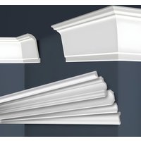 Marbet Design - Stuckleisten xps Styropor weiß 2 Meter Deckenleisten Wandleisten E-Leisten Modelle: 50 Meter / 25 Leisten, E-37 / 75x115mm von MARBET DESIGN