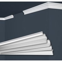 Marbet Design - Stuckleisten xps Styropor weiß 2 Meter Deckenleisten Wandleisten E-Leisten Modelle: E-2 / 17x25mm, 50 Meter / 25 Leisten von MARBET DESIGN