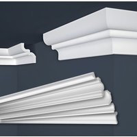 Marbet Design - Stuckleisten xps Styropor weiß 2 Meter Deckenleisten Wandleisten E-Leisten Modelle: E-9 / 62x80mm, 40 Meter / 20 Leisten von MARBET DESIGN