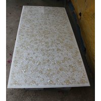Esstisch Aus Weißem Marmor/Perlmutt-Inlay Esstischplatte Inlay-Tisch von MARBLEINLAY