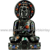 Happy Marble Buddha Statue Indoor Meditate Yoga Gebet Deko Figur/Wohndekoration Ornament von MARBLEINLAY