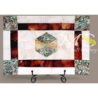 Halbedelsteine Zufälliges Tablett Rechteckiges Zuhause Dekoratives Tablett, Steinplatte Zuhause, Geschenkartikel Servier Display Marmor von MARBLEINLAYINDIA