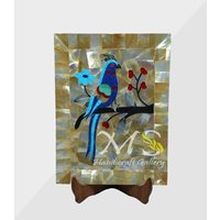 Kaufen Sie Marmor Inlay Tablett Mit Perlmutt, Vögel Eingelegten Blumenmuster Home Wall Decor Geschenkartikel, Pietra Dura Art von MARBLEINLAYINDIA