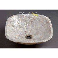 Marmor Inlay Zufälliges Waschbecken, Waschbecken Perlmutt Arbeit Für Arbeitsplatte Badezimmer Zubehör Dezenten Look von MARBLEINLAYINDIA