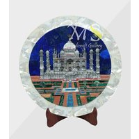 Zeitlose Marmor Inlay Platte Wand Dekorative Tajmahal Design Muster Mit Lepis Lazuli Und Perlmutt Zufälliges von MARBLEINLAYINDIA