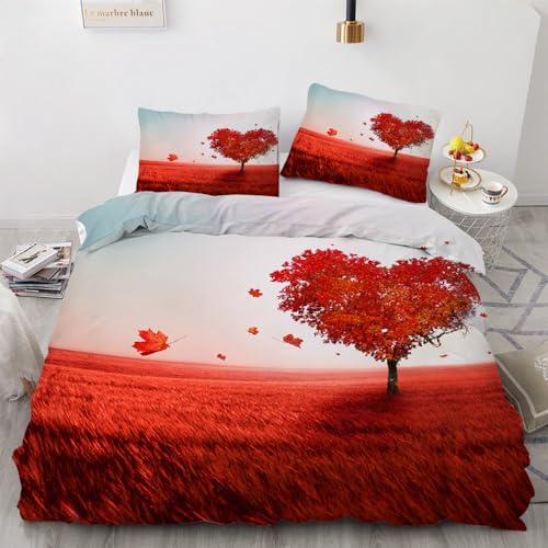 MARBRE 3D Bettwäsche BläTter 155x220cm 3teilig 100% Leicht Mikrofaser Bettbezug Romantisch Wendebettwäsche mit Reißverschluss Bettwäsche-Sets mit 2 Kissenbezüge 80x80（Image 8-16） von MARBRE