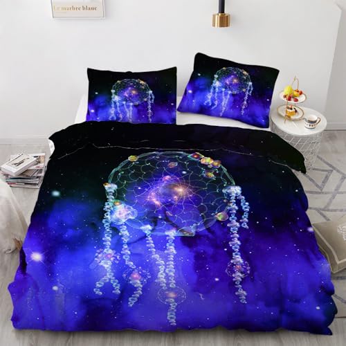 MARBRE 3D Bettwäsche TraumfäNger 135x200 cm 2teilig 100% Mikrofaser Kinderbettwäsche TraumfäNger Wendebettwäsche mit Reißverschluss Bettwäsche-Sets mit Kissenbezüge 80x80（Image 9-19） von MARBRE