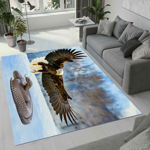 MARBRE Adler Teppich Wohnzimmer Schlafzimmer 3D Schlange Teppiche rutschfest Waschbarer Kurzflor Teppich Grösse 80x120 cm Flauschig Weich Soft Home Outdoor Carpet Matte(Image 2-10) von MARBRE