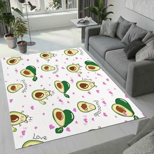 MARBRE Avocado Teppich Wohnzimmer Schlafzimmer 3D Cartoon-Frucht Teppiche rutschfest Waschbarer Kurzflor Teppich Grösse 120x160 cm Flauschig Weich Soft Home Outdoor Carpet Matte(Image 14-19) von MARBRE