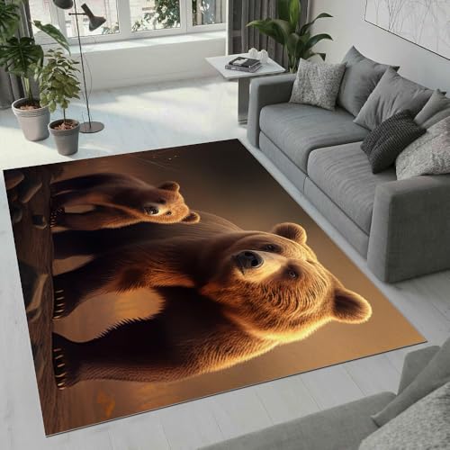 MARBRE Bär Teppich Wohnzimmer Schlafzimmer 3D Süß Tier Teppiche rutschfest Waschbarer Kurzflor Teppich Grösse 160x200 cm Flauschig Weich Soft Home Outdoor Carpet Matte(Image 2-8) von MARBRE
