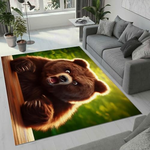 MARBRE Bär Teppich Wohnzimmer Schlafzimmer 3D Süß Tier Teppiche rutschfest Waschbarer Kurzflor Teppich Grösse 60x90 cm Flauschig Weich Soft Home Outdoor Carpet Matte(Image 5-13) von MARBRE