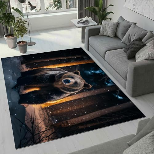 MARBRE Bär Teppich Wohnzimmer Schlafzimmer 3D Winterthema Teppiche rutschfest Waschbarer Kurzflor Teppich Grösse 80x120 cm Flauschig Weich Soft Home Outdoor Carpet Matte(Image 2-14) von MARBRE