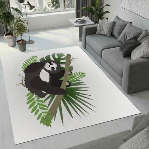 MARBRE Faultier Teppich Wohnzimmer Schlafzimmer 3D Palmblätter Teppiche rutschfest Waschbarer Kurzflor Teppich Grösse 120x180 cm Flauschig Weich Soft Home Outdoor Carpet Matte(Image 8-8) von MARBRE