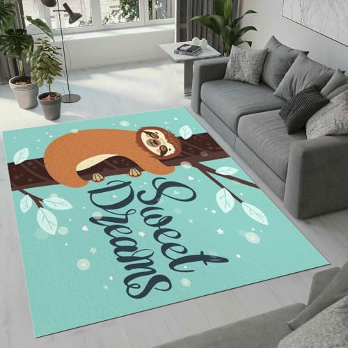 MARBRE Faultier Teppich Wohnzimmer Schlafzimmer 3D Schneeflocken Weihnachten Teppiche rutschfest Waschbarer Kurzflor Teppich Grösse 120x180 cm Flauschig Weich Soft Home Outdoor Carpet Matte(11-13) von MARBRE