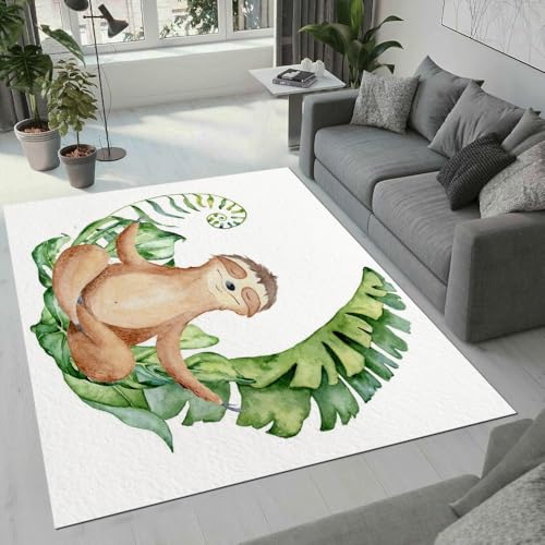 MARBRE Faultier Teppich Wohnzimmer Schlafzimmer 3D Süße Tier Teppiche rutschfest Waschbarer Kurzflor Teppich Grösse 120x180 cm Flauschig Weich Soft Home Outdoor Carpet Matte(Image 12-16) von MARBRE