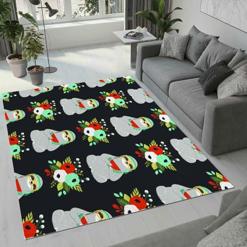 MARBRE Faultier Teppich Wohnzimmer Schlafzimmer 3D Süße Tier Teppiche rutschfest Waschbarer Kurzflor Teppich Grösse 120x180 cm Flauschig Weich Soft Home Outdoor Carpet Matte(Image 3-18) von MARBRE