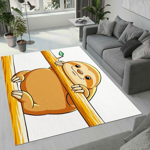 MARBRE Faultier Teppich Wohnzimmer Schlafzimmer 3D Süße Tier Teppiche rutschfest Waschbarer Kurzflor Teppich Grösse 160x200 cm Flauschig Weich Soft Home Outdoor Carpet Matte(Image 10-18) von MARBRE