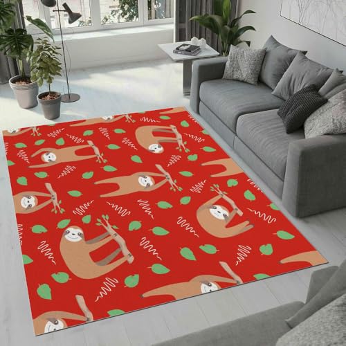 MARBRE Faultier Teppich Wohnzimmer Schlafzimmer 3D Süße Tier Teppiche rutschfest Waschbarer Kurzflor Teppich Grösse 160x230 cm Flauschig Weich Soft Home Outdoor Carpet Matte(Image 1-7) von MARBRE