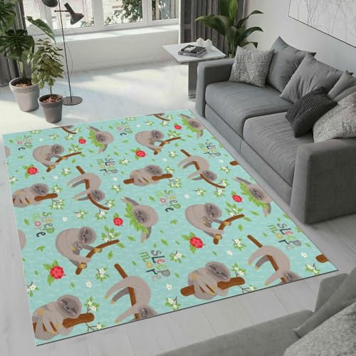 MARBRE Faultier Teppich Wohnzimmer Schlafzimmer 3D Süße Tier Teppiche rutschfest Waschbarer Kurzflor Teppich Grösse 160x230 cm Flauschig Weich Soft Home Outdoor Carpet Matte(Image 9-13) von MARBRE