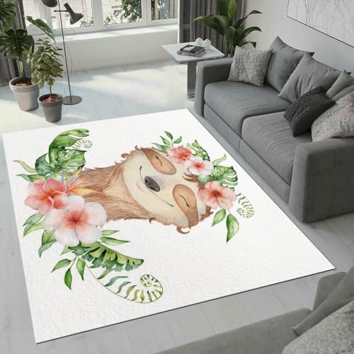 MARBRE Faultier Teppich Wohnzimmer Schlafzimmer 3D Süße Tier Teppiche rutschfest Waschbarer Kurzflor Teppich Grösse 180x240 cm Flauschig Weich Soft Home Outdoor Carpet Matte(Image 14-17) von MARBRE