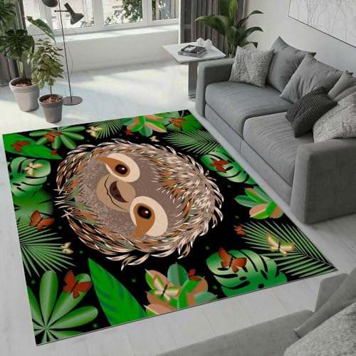 MARBRE Faultier Teppich Wohnzimmer Schlafzimmer 3D Süße Tier Teppiche rutschfest Waschbarer Kurzflor Teppich Grösse 60x90 cm Flauschig Weich Soft Home Outdoor Carpet Matte(Image 10-13) von MARBRE