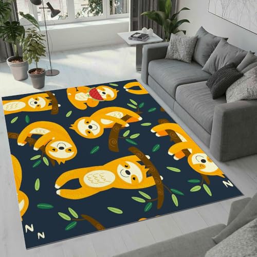 MARBRE Faultier Teppich Wohnzimmer Schlafzimmer 3D Süße Tier Teppiche rutschfest Waschbarer Kurzflor Teppich Grösse 60x90 cm Flauschig Weich Soft Home Outdoor Carpet Matte(Image 12-10) von MARBRE