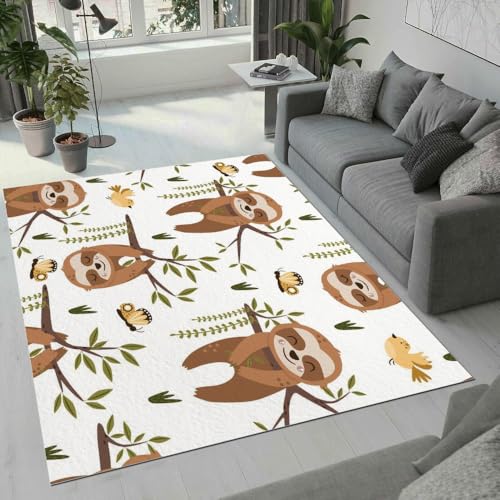 MARBRE Faultier Teppich Wohnzimmer Schlafzimmer 3D Süße Tier Teppiche rutschfest Waschbarer Kurzflor Teppich Grösse 60x90 cm Flauschig Weich Soft Home Outdoor Carpet Matte(Image 13-5) von MARBRE