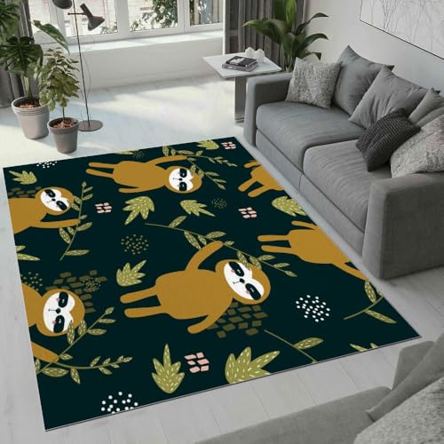 MARBRE Faultier Teppich Wohnzimmer Schlafzimmer 3D Süße Tier Teppiche rutschfest Waschbarer Kurzflor Teppich Grösse 60x90 cm Flauschig Weich Soft Home Outdoor Carpet Matte(Image 15-8) von MARBRE