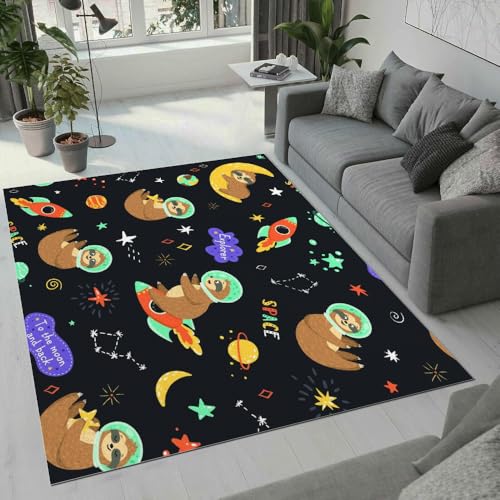 MARBRE Faultier Teppich Wohnzimmer Schlafzimmer 3D Süße Tier Teppiche rutschfest Waschbarer Kurzflor Teppich Grösse 60x90 cm Flauschig Weich Soft Home Outdoor Carpet Matte(Image 3-5) von MARBRE