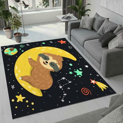 MARBRE Faultier Teppich Wohnzimmer Schlafzimmer 3D Süße Tier Teppiche rutschfest Waschbarer Kurzflor Teppich Grösse 60x90 cm Flauschig Weich Soft Home Outdoor Carpet Matte(Image 3-8) von MARBRE