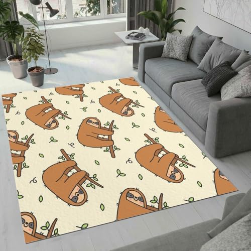 MARBRE Faultier Teppich Wohnzimmer Schlafzimmer 3D Süße Tier Teppiche rutschfest Waschbarer Kurzflor Teppich Grösse 80x120 cm Flauschig Weich Soft Home Outdoor Carpet Matte(Image 11-8) von MARBRE