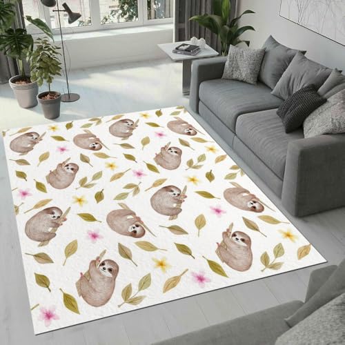 MARBRE Faultier Teppich Wohnzimmer Schlafzimmer 3D Süße Tier Teppiche rutschfest Waschbarer Kurzflor Teppich Grösse 80x120 cm Flauschig Weich Soft Home Outdoor Carpet Matte(Image 16-1) von MARBRE