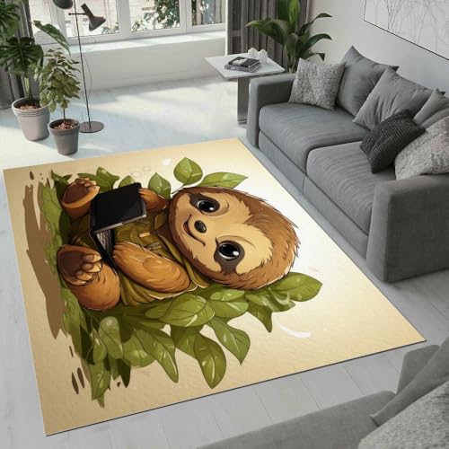 MARBRE Faultier Teppich Wohnzimmer Schlafzimmer 3D Süße Tier Teppiche rutschfest Waschbarer Kurzflor Teppich Grösse 80x120 cm Flauschig Weich Soft Home Outdoor Carpet Matte(Image 2-15) von MARBRE