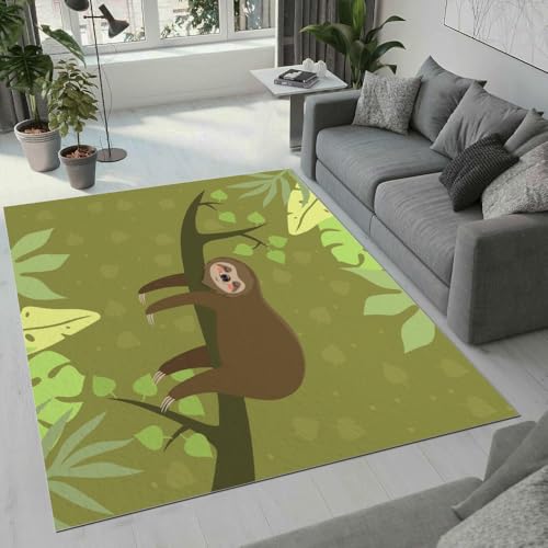 MARBRE Faultier Teppich Wohnzimmer Schlafzimmer 3D Süße Tier Teppiche rutschfest Waschbarer Kurzflor Teppich Grösse 80x120 cm Flauschig Weich Soft Home Outdoor Carpet Matte(Image 4-14) von MARBRE