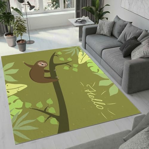 MARBRE Faultier Teppich Wohnzimmer Schlafzimmer 3D Süße Tier Teppiche rutschfest Waschbarer Kurzflor Teppich Grösse 80x120 cm Flauschig Weich Soft Home Outdoor Carpet Matte(Image 6-19) von MARBRE