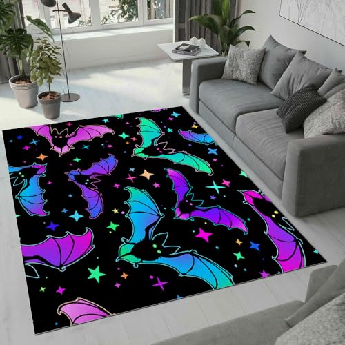 MARBRE Fledermaus Teppich Wohnzimmer Schlafzimmer 3D Halloween Teppiche rutschfest Waschbarer Kurzflor Teppich Grösse 100x200 cm Flauschig Weich Soft Home Outdoor Carpet Matte(Image 16-6) von MARBRE