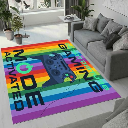 MARBRE Gamer Teppich Wohnzimmer Schlafzimmer 3D Gamepad Teppiche rutschfest Waschbarer Kurzflor Teppich Grösse 140x200 cm Flauschig Weich Soft Home Outdoor Carpet Matte(Image 11-11) von MARBRE