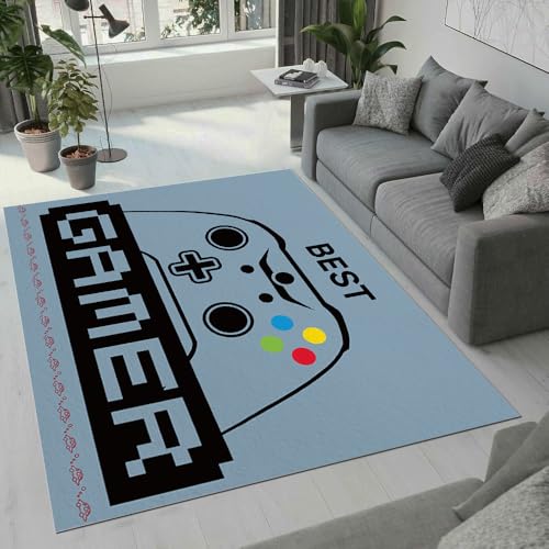 MARBRE Gamer Teppich Wohnzimmer Schlafzimmer 3D Gamepad Teppiche rutschfest Waschbarer Kurzflor Teppich Grösse 80x120 cm Flauschig Weich Soft Home Outdoor Carpet Matte(Image 11-14) von MARBRE