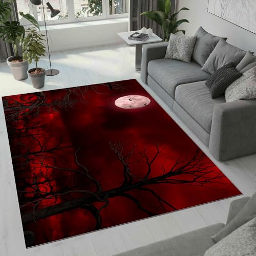 MARBRE Halloween Teppich Wohnzimmer Schlafzimmer 3D Wald Teppiche rutschfest Waschbarer Kurzflor Teppich Grösse 160x230 cm Flauschig Weich Soft Home Outdoor Carpet Matte(Image 6-6) von MARBRE