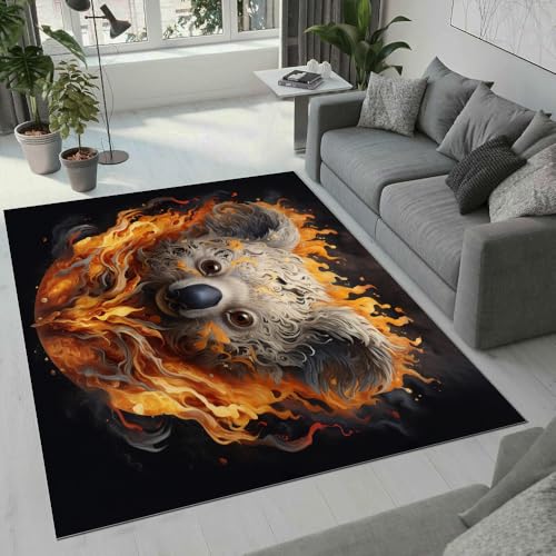 MARBRE Koala Teppich Wohnzimmer Schlafzimmer 3D Tier Koala Teppiche rutschfest Waschbarer Kurzflor Teppich Grösse 160x200 cm Flauschig Weich Soft Home Outdoor Carpet Matte(Image 2-18) von MARBRE