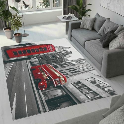 MARBRE London Teppich Wohnzimmer Schlafzimmer 3D Telefonzelle Teppiche rutschfest Waschbarer Kurzflor Teppich Grösse 160x200 cm Flauschig Weich Soft Home Outdoor Carpet Matte(Image 11-10) von MARBRE