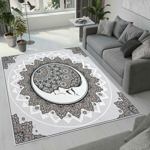 MARBRE Mandala Teppich Wohnzimmer Schlafzimmer 3D Sonne Und Mond Teppiche rutschfest Waschbarer Kurzflor Teppich Grösse 140x200 cm Flauschig Weich Soft Home Outdoor Carpet Matte(Image 5-17) von MARBRE
