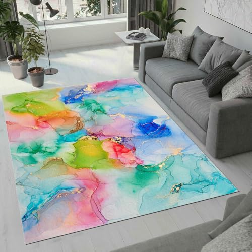 MARBRE Marmor Teppich Wohnzimmer Schlafzimmer 3D Abstrakt Kunst Teppiche rutschfest Waschbarer Kurzflor Teppich Grösse 60x90 cm Flauschig Weich Soft Home Outdoor Carpet Matte(Image 6-8) von MARBRE