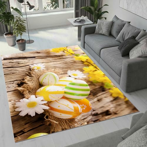 MARBRE Ostern Teppich Wohnzimmer Schlafzimmer 3D Ostern Teppiche rutschfest Waschbarer Kurzflor Teppich Grösse 120x180 cm Flauschig Weich Soft Home Outdoor Carpet Matte(Image 2-5) von MARBRE